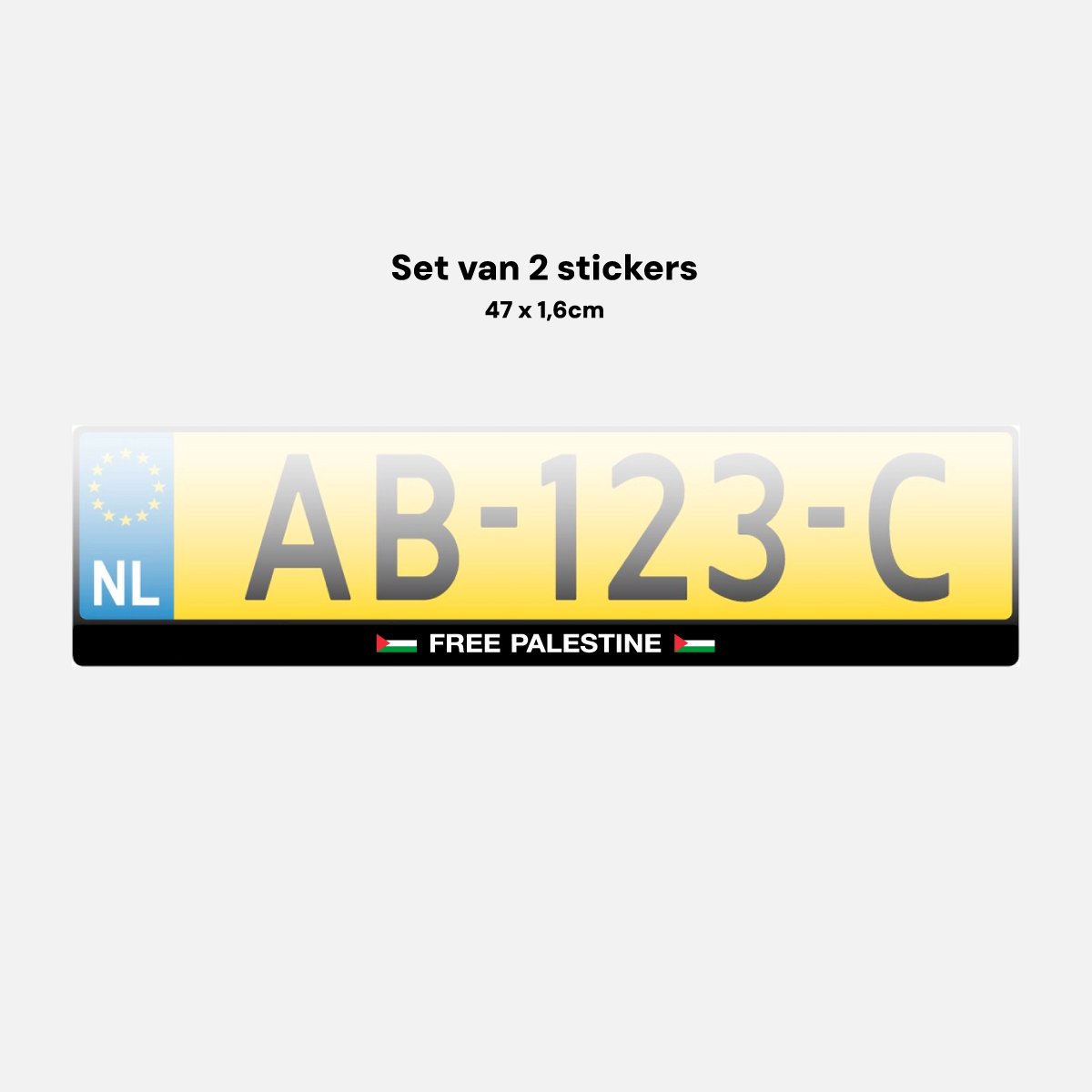 Free Palestine Palestina Kenteken Sticker Auto - Set van 2 Stickers - 47x1,6cm - Kentekenplaat - Sticker - Palestijnse Vlag